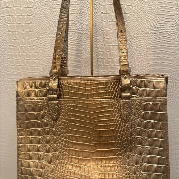 Brahmin Gold Metallic Crocodile Embossed Anywhere Tote - Picture 5 of 16